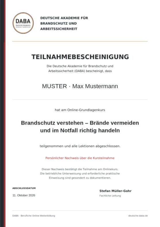 Ihre Teilnahmebescheinigung – als Muster ansehen