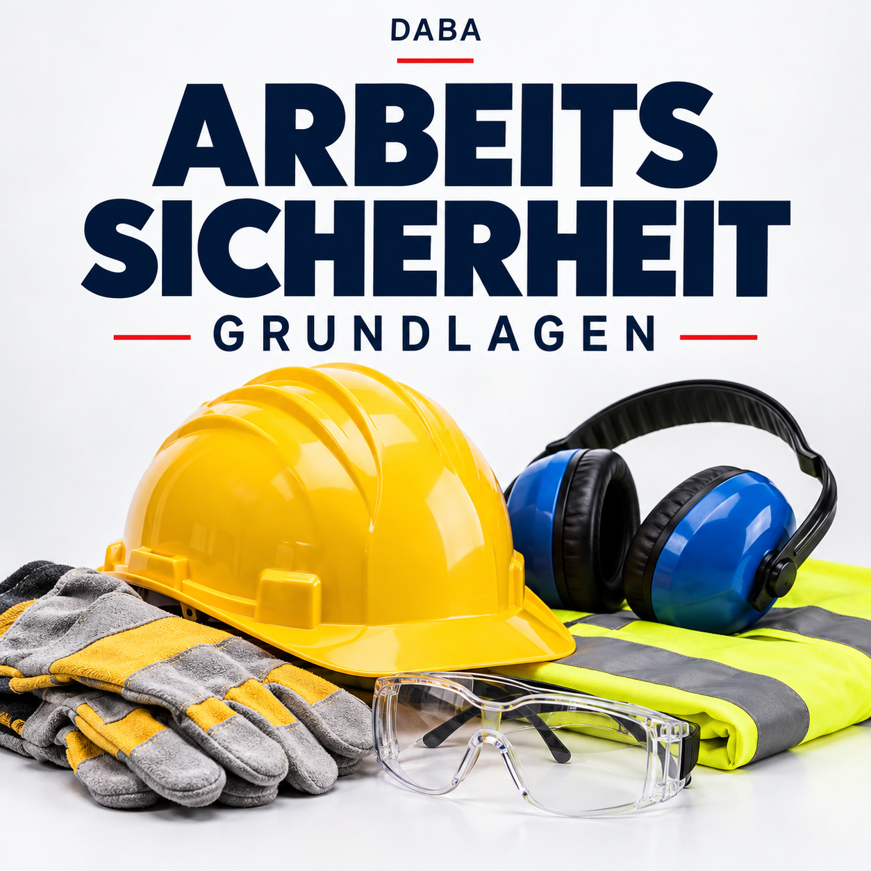 Arbeitssicherheit Grundlagen: Schutzhelm, Schutzbrille, Gehörschutz, Handschuhe und Warnweste